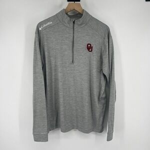 Columbia Golf OU Sooners Quarter Zip Pullover Mens Large Gray Omni Wick